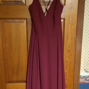 Lulu's Red A-Line V-Neck Maxi Dress for Weddings